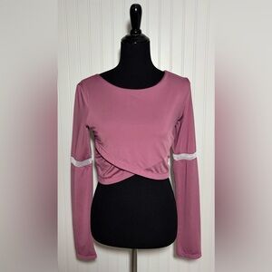 Mira Rae Long Sleeve Crop Top Athletic Mauve Womens Size Small Gym Workout